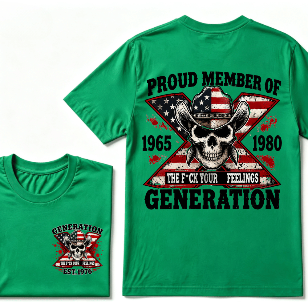 The F*ck Your Feelings Proud Member 1965-1980  Generation X EST.Year Halloween Gen X Graphic T-Shirt