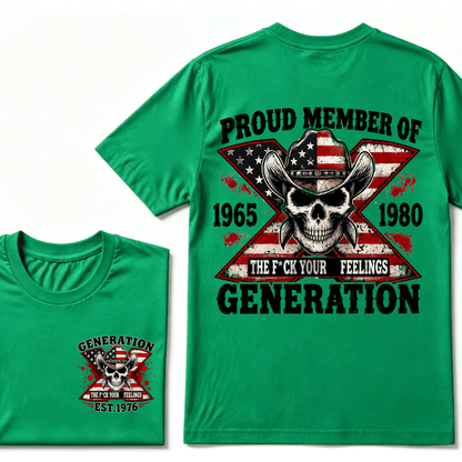 The F*ck Your Feelings Proud Member 1965-1980  Generation X EST.Year Halloween Gen X Graphic T-Shirt