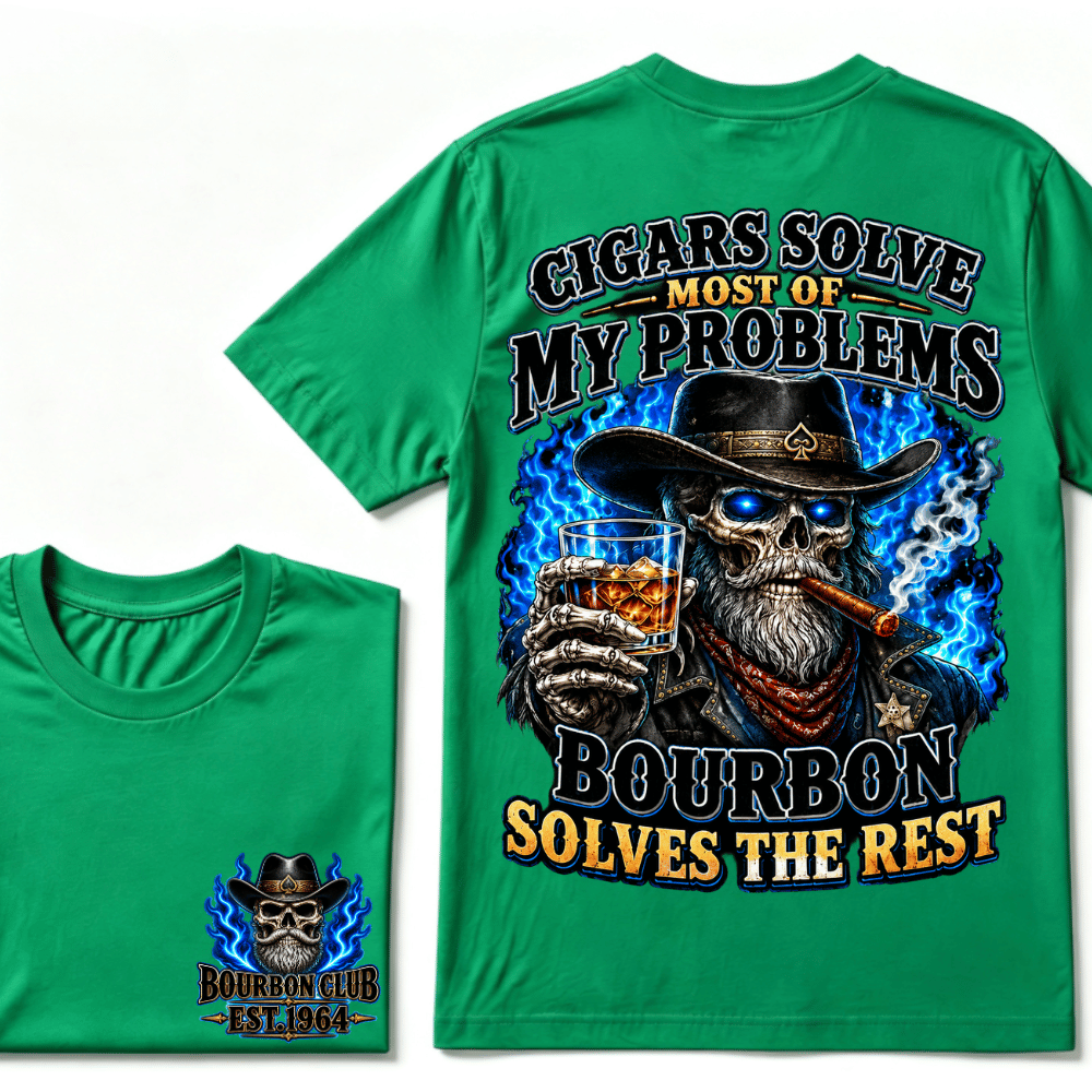 Cigars Solve Most Of My Problems Bourbon Solves The Rest Custom EST.Year T-Shirt