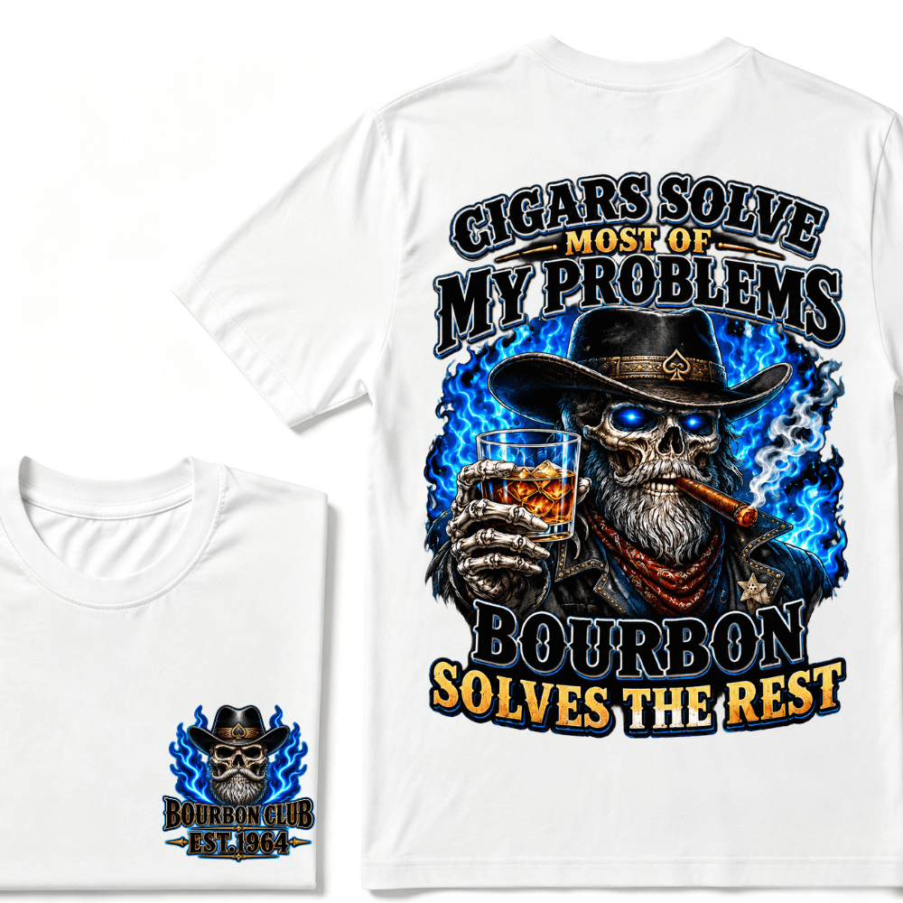 Cigars Solve Most Of My Problems Bourbon Solves The Rest Custom EST.Year T-Shirt