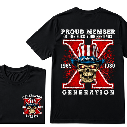 Custom Your Year Proud Member of The Fuck Your Feelings Gen X EST.Year Horror Skull T-Shirt