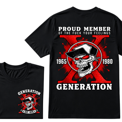 Customize Year Proud Member of the Fuck Your Feelings 1965-1980 Generation X EST.Year Skull T-Shirt