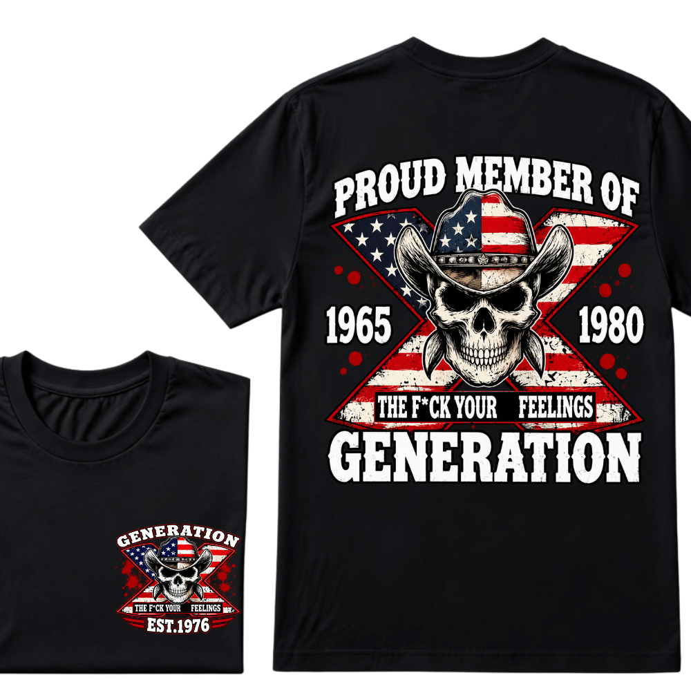 The F*ck Your Feelings Proud Member 1965-1980  Generation X EST.Year Halloween Gen X Graphic T-Shirt