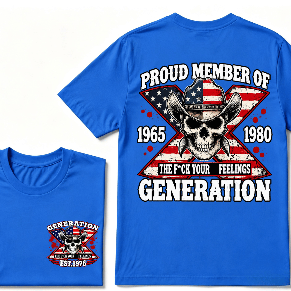 The F*ck Your Feelings Proud Member 1965-1980  Generation X EST.Year Halloween Gen X Graphic T-Shirt