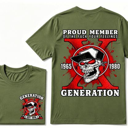 Customize Year Proud Member of the Fuck Your Feelings 1965-1980 Generation X EST.Year Skull T-Shirt