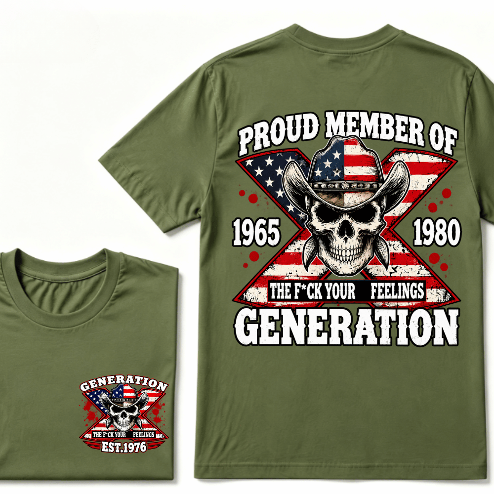 The F*ck Your Feelings Proud Member 1965-1980  Generation X EST.Year Halloween Gen X Graphic T-Shirt