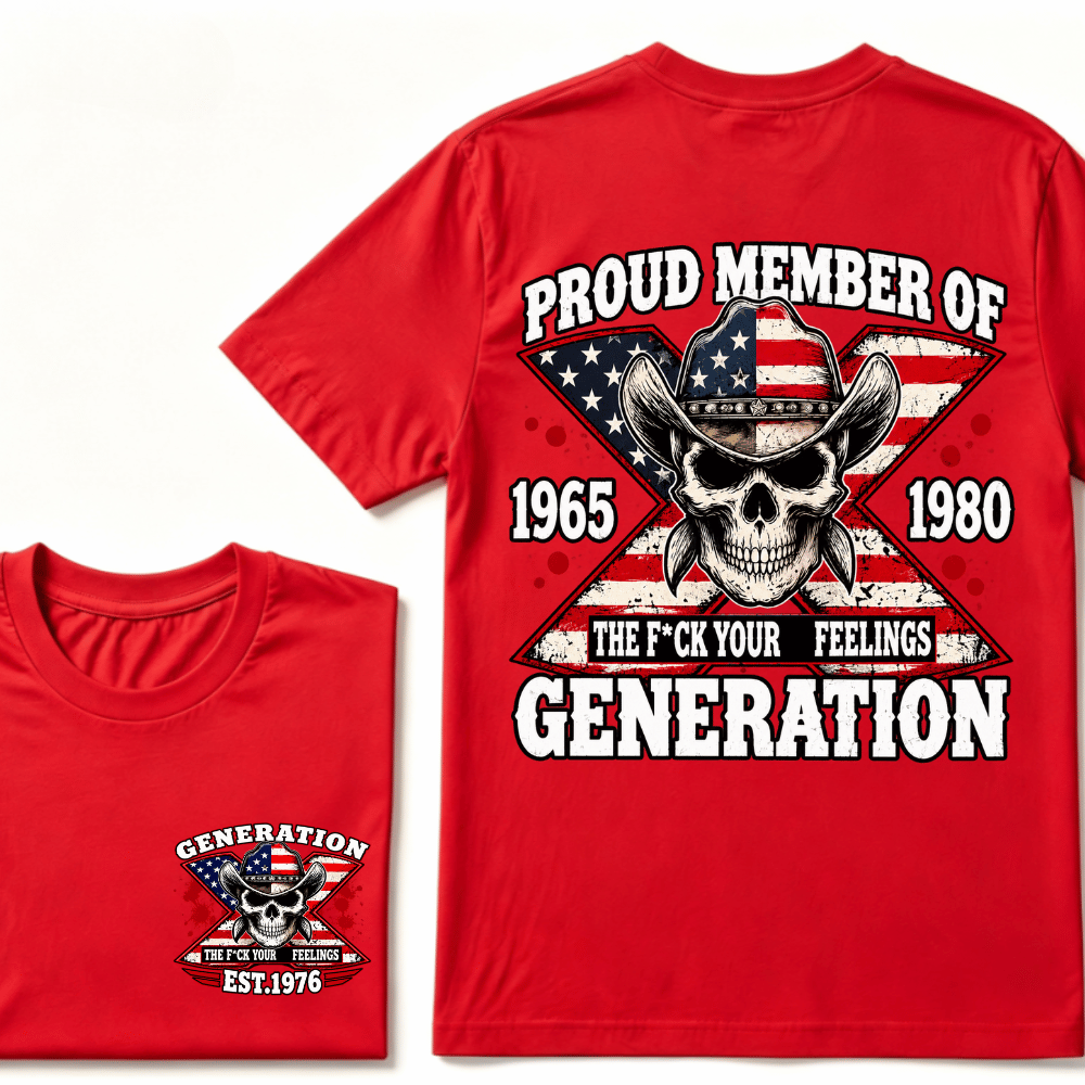 The F*ck Your Feelings Proud Member 1965-1980  Generation X EST.Year Halloween Gen X Graphic T-Shirt