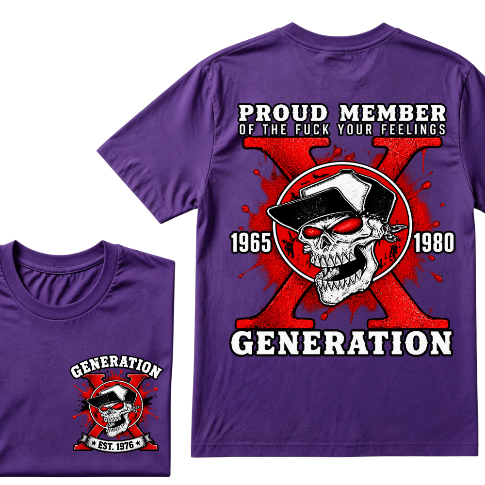 Customize Year Proud Member of the Fuck Your Feelings 1965-1980 Generation X EST.Year Skull T-Shirt