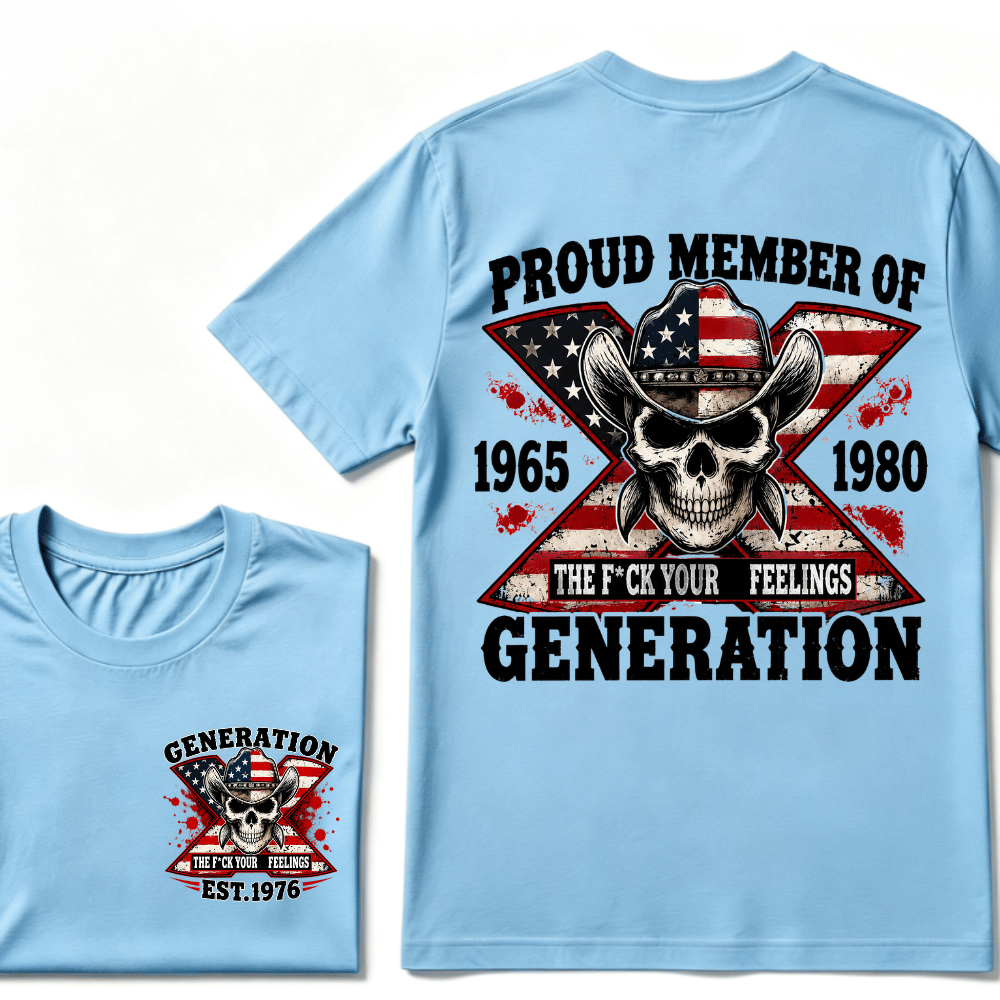 The F*ck Your Feelings Proud Member 1965-1980  Generation X EST.Year Halloween Gen X Graphic T-Shirt