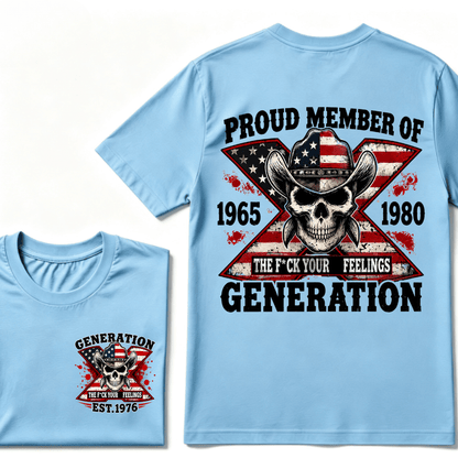 The F*ck Your Feelings Proud Member 1965-1980  Generation X EST.Year Halloween Gen X Graphic T-Shirt